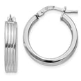 thumbnail image 3 of 925 Sterling Silver Rhodium-plated Grooved Hoop Earrings, 3 of 5