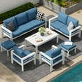 thumbnail image 7 of AECOJOY Aluminum Outdoor Furniture Set, 7 Pieces Metal Patio Furniture on sale Outdoor Couch Patio Conversation Set - Blue, 7 of 7