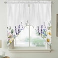 thumbnail image 2 of Spring Daisy Swag Curtains for Kitchen/Bedroom/Living Room, Country Botanicala Flowers Eucalyptus Trees Scalloped Curtains 63 Inch Long, Window Swag Topper Curtains Valances 2 Panels Set 36"x63", 2 of 8