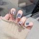 thumbnail image 4 of Prensa cuadrada mediana en las uñas Puntas de uñas postizas de vaca 3d Uñas lindas de cobertura completa Uñas artificiales brillantes para mujeres y niñas,11 Feliz Sencillez, 4 of 5
