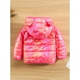 thumbnail image 3 of Qiylii Toddler Baby Winter Bear Ear Hood Coat, Solid Color Shine Long Sleeve Zipper Closure Down Cotton Jacket for Boys Girls,6M-5Years, 3 of 9