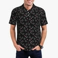 thumbnail image 3 of Balery Cool Skull Love Printed Men’s Short Sleeve Polo Shirt, Midweight Men's Shirt,Golf Polo shirts -Small, 3 of 9
