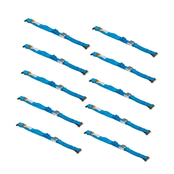 10 Pack 2" x 20' Logistic E-Track Cam Buckle Straps with Spring E-Fittings - 2500 lbs Breaking Strength - Blue Cam Buckle Cargo Load Straps for Enclosed Semi Trailers, Box Trucks