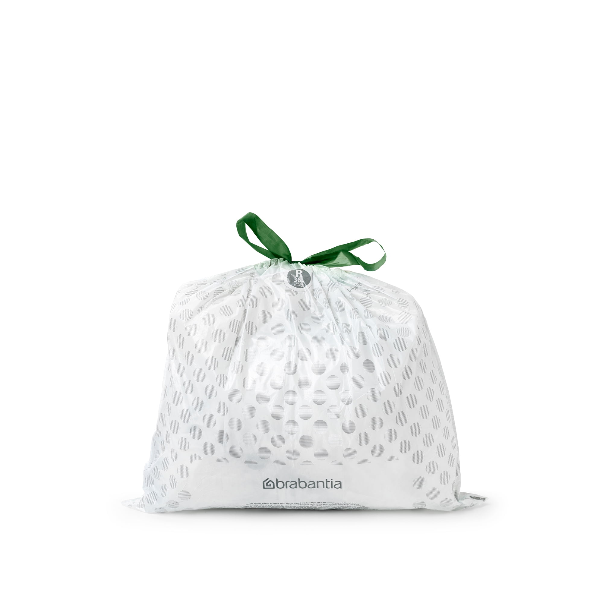 Brabantia PerfectFit Trash Bags with Drawstring Handles, Code R, 9.5 Gallon (36L), 120 Count