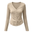 thumbnail image 7 of LEKWK Sun Protection Clothing Women Long Sleeve V Neck Button Down Cardigans Lightweight Breathable Slim Fit Solid Tops Summer Fashion Casual Daily Outfits, 7 of 7