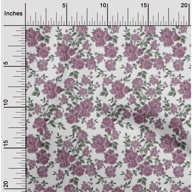 oneOone Polyester Lycra Fabric Leaves & Floral Ikat Print Sewing Fabric BTY 56 Inch Wide