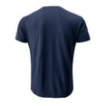 thumbnail image 3 of Men's Spring Summer Retro T-Shirt - Business Casual Travel Buttons O Neck Solid Short Sleeve, 3 of 5