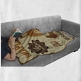 thumbnail image 6 of Retro Soft Flannel Fleece Throw Blanket, Maple Syrup Ad with Grunge Effect Worn out Background with Stripes, Cozy Plush for Indoor and Outdoor Use, 60" x 80", Pale Brown Beige, by Ambesonne, 6 of 6