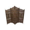 thumbnail image 2 of Maykoosh Renaissance Revival Hand Carved Foldable 4 Panel Wooden Partition Screen/RoomDivider, Brown, 2 of 5