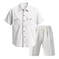 thumbnail image 2 of Ketyyh-chn99 Ensemble Estival de Plage pour Hommes 2 Pcs Shorts d'Été pour Hommes à Manches Courtes Ensemble Décontracté Shorts d'Été pour Hommes à Manches Courtes Ensemble Décontracté Taille pour TG, Blanc, 2 of 6