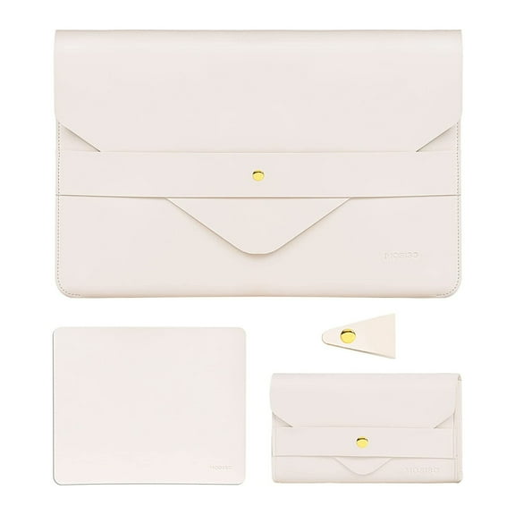 Mosiso Laptop Sleeve Bag for MacBook Air/Pro, 13-13.3 inch Notebook, Compatible with MacBook Pro 14 inch 2023-2021 A2779 M2 A2442 M1 Carrying Bag with Small Case&Mouse Pad&Cable Organizer, Beige