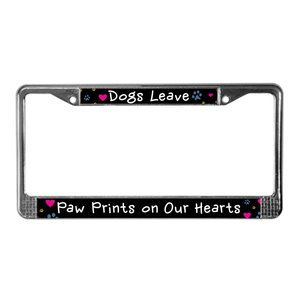 Dogs Leave Paw Prints On Your Heart License Plate Frame Tag Holder