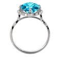 thumbnail image 7 of 14K White Gold 3.25 ctw Blue Topaz Ring with Diamonds Flower Leaves Halo, 7 of 7