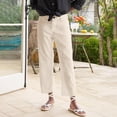 thumbnail image 2 of FUNUONY Women's Linen Straight Leg Capri Pants Beach High Waisted Drawstring Casual Loose Capris Pants with Pockets Lounge Pant Comfy 2025 Business Work Pants Cropped Linen Pants Women High Waisted, 2 of 9