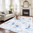 thumbnail image 2 of Large Area Rugs for Living Room Bedroom, Blue Flower 5'x8' Rug Washable Carpet Runner Indoor Outdoor, Watercolor Floral Botanical Line Drawing Print Non Slip Floor Mats Rug for Kitchen, Bathroom, 2 of 8