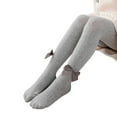 thumbnail image 3 of PINQI Baby Activewear Joggers Toddler Kids Girls Cotton Bow Leggings Knitted Pantihose Stretchy Basic Full Length Pants Pantyhose for Spring Autumn Stocking(Grey,12-24 Months), 3 of 7