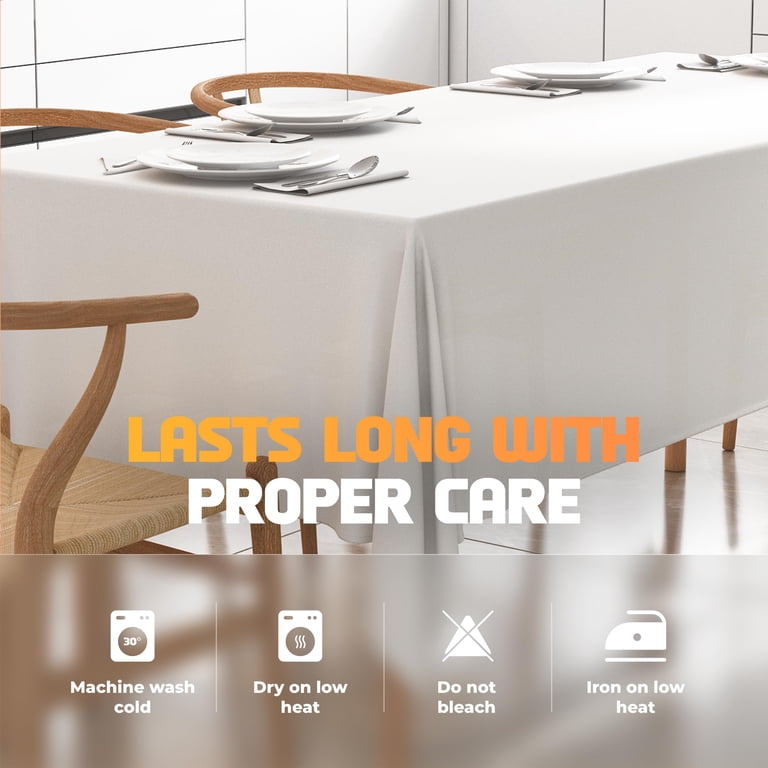 WEALUXE White Rectangular Tablecloths, 2 Pack, 60x102 In photo 6