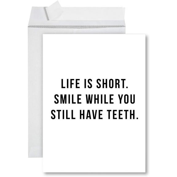Koyal Wholesale Funny Jumbo Birthday Card With Envelope 8.5 x 11 inch, Office Card, Smile While You Still Have Teeth