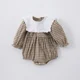 thumbnail image 3 of Korean Spring Baby Girls' Bodysuit Cute Toddler Plaid Big Lapel One Piece Sisters Clothes Children's Girls Princess Dress, 3 of 6