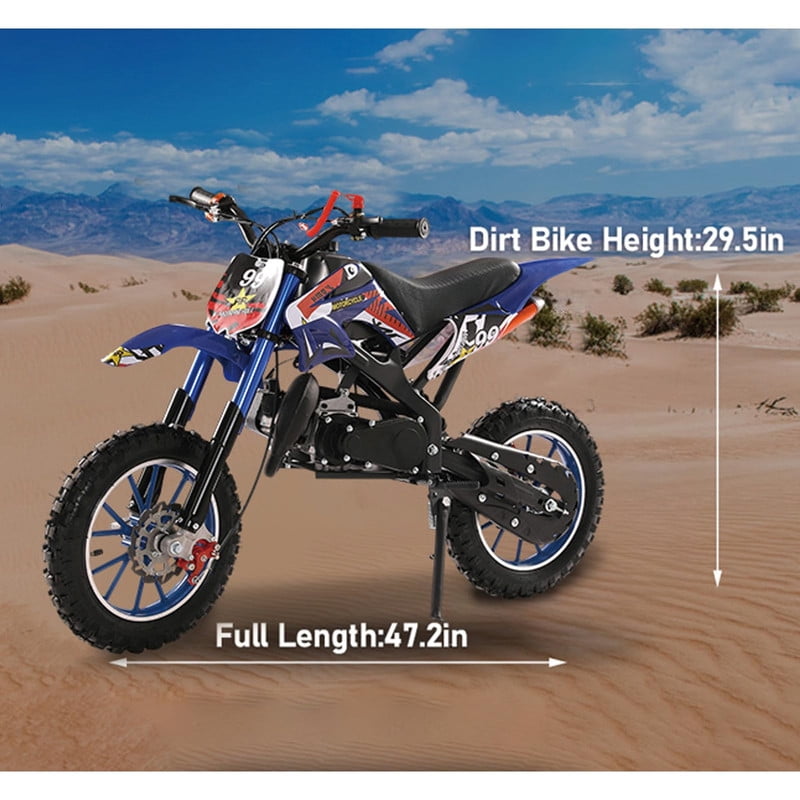 Kids Dirtbike Gas Pitbike, 2 Stroke Dirt Bike 49cc for Kids 6-12, Mini Dirt Bike Gas Dirtbike Motorbike w/Dual Suspension & Dual Disc Brake