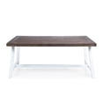 thumbnail image 2 of Outdoor Dark Brown Sandblast Finish Acacia Wood Dining Table with White Rustic Metal Finish Frame, 2 of 13