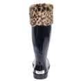 thumbnail image 4 of Forever Young  Women's Black Rubber and Leopard-print Faux Fur 14-inch Mid-calf Rain Boots 11, 4 of 5