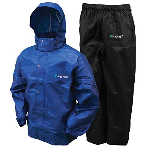 FROGG TOGGS Men's Standard Classic All-Sport Waterproof Breathable Rain Suit, Royal Blue Jacket/Black Pants, Small