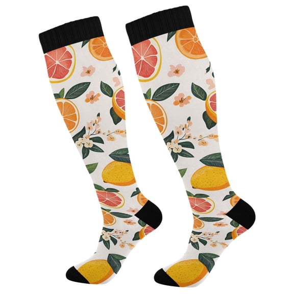 FORMRS Womens Knee High Socks Casual Long Thick Travel Daily Wear, 1 Pair, Orange Slices