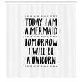 thumbnail image 3 of Ambesonne Im Mermaid Shower Curtain, Optimism Slogan, 69"Wx70"L, Black White, 3 of 3