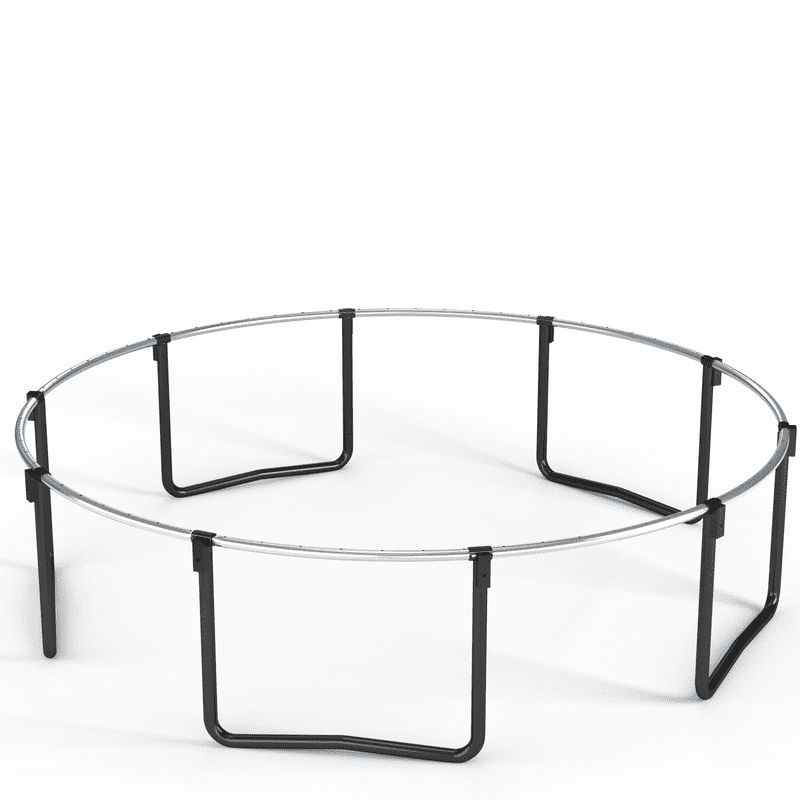 12FT Round Trampoline with Safety Enclosure, Basketball Hoop & Ladder, Galvanized Steel Frame, Outdoor Backyard Trampoline for Kids, Black