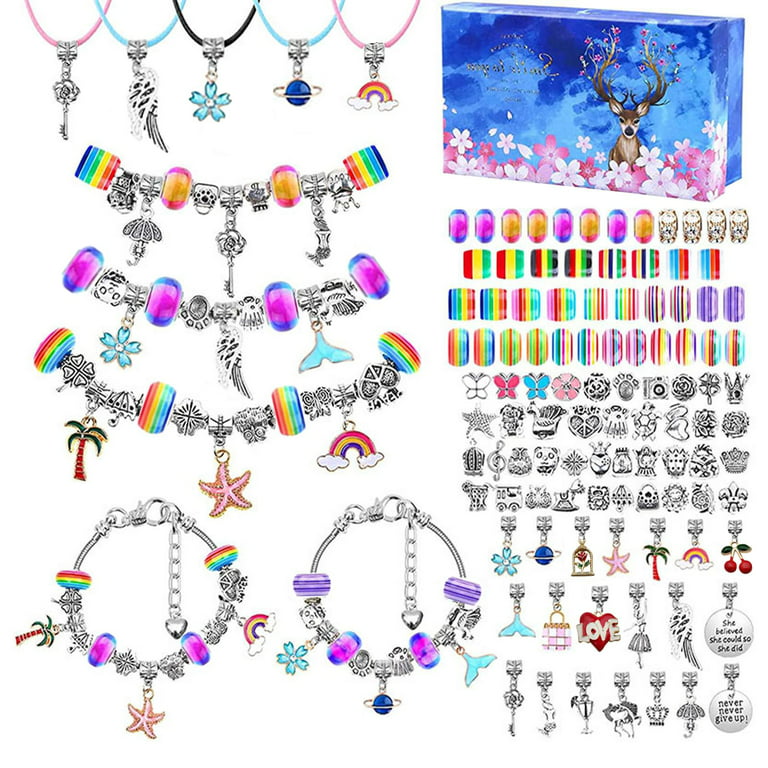 Charm Bracelet Necklaces Jewelry Making Kit, Beads Necklaces Girl