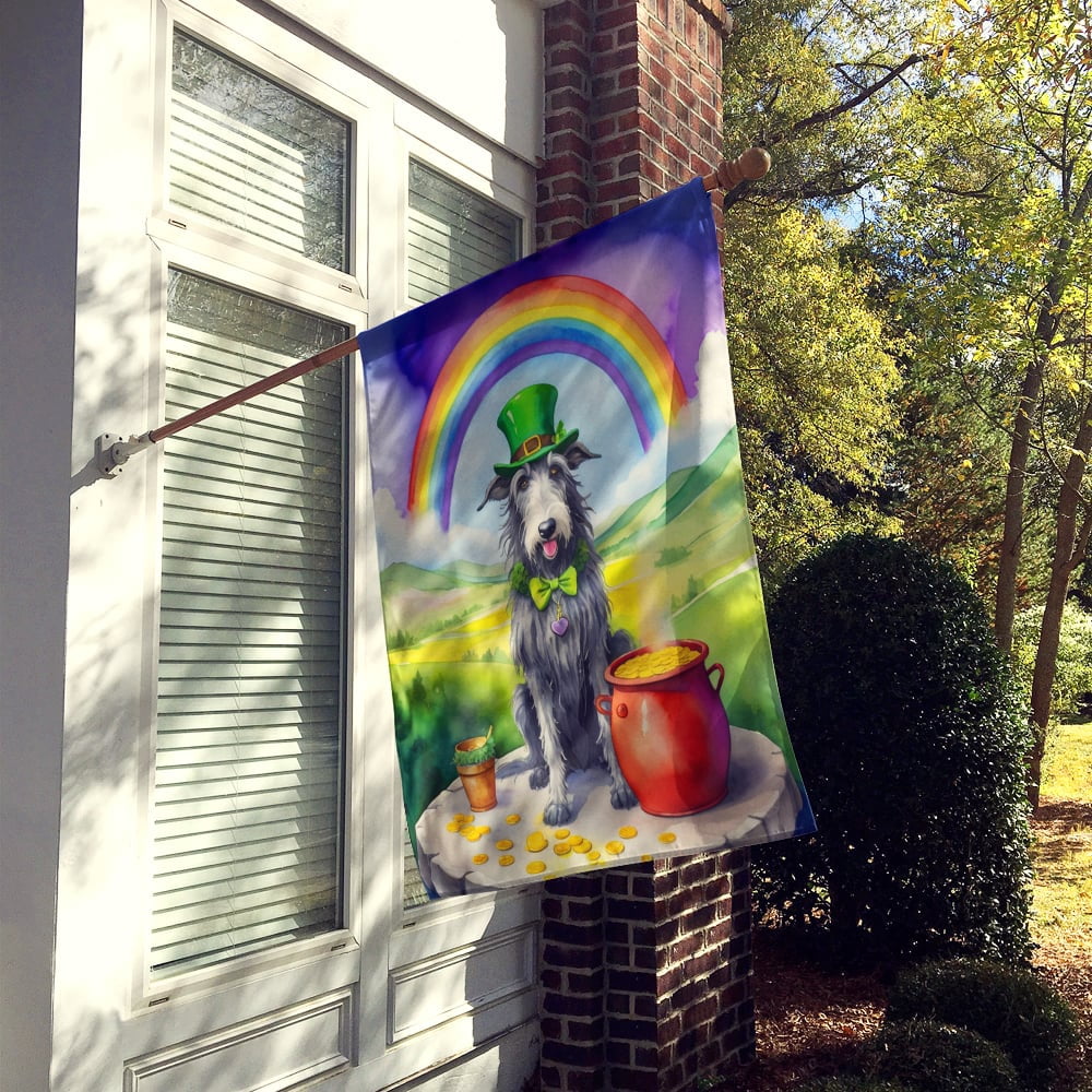 Scottish Deerhound St Patrick's Day House Flag 28 in x 40 in