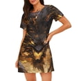 thumbnail image 1 of Disketp Cool Black Gold Dragon para Camisón Corto de Manga Corta para Mujeres, Camisón Cómodo con Escote Redondo, Bonito y Confortable, 1 of 6