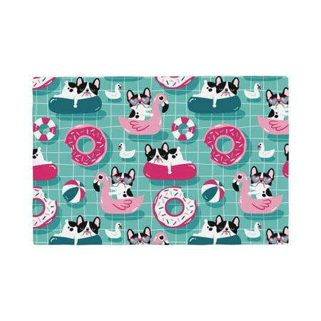 

Placemats Set of 4 Dogs With Swimming Heat Resistant Non - Slip Place mats Waterproof table mat for Kitchen Dining-4片装