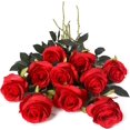 thumbnail image 3 of Zukuco 10PCS Artificial Roses Flower Silk Rose with Stem Realistic Artificial Long Stem Rose Valentine's Day Fake Roses Bouquet for Wedding Home Decoration (Red), 3 of 7