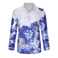 thumbnail image 4 of IROINNID Savings Womens Long Sleeve V-Neck Shirts Button Lounge Turn-Down Printed Tops Shirt,Blue, 4 of 8
