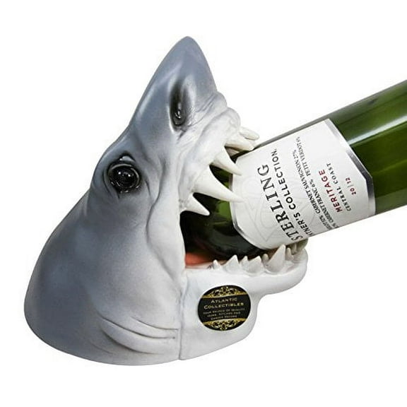 Atlantic Collectibles Ocean Megalodon Shark 9" Tall Wine Bottle Holder Caddy Figurine