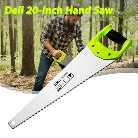 Deli 20-Inch Hand Saw,7 TPI Fine-Cut Soft-Grip Handsaw with Ergonomic Non-Slip Handle,for Sawing Pruning Gardening Wood Plastic and Drywall