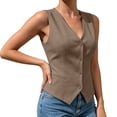 thumbnail image 5 of Tqcoqu Womens Stretchy Knit Blazer Vest Tops, V-Neck Sleeveless Button Down Suit Vest for Business Casual Outfits, 5 of 7