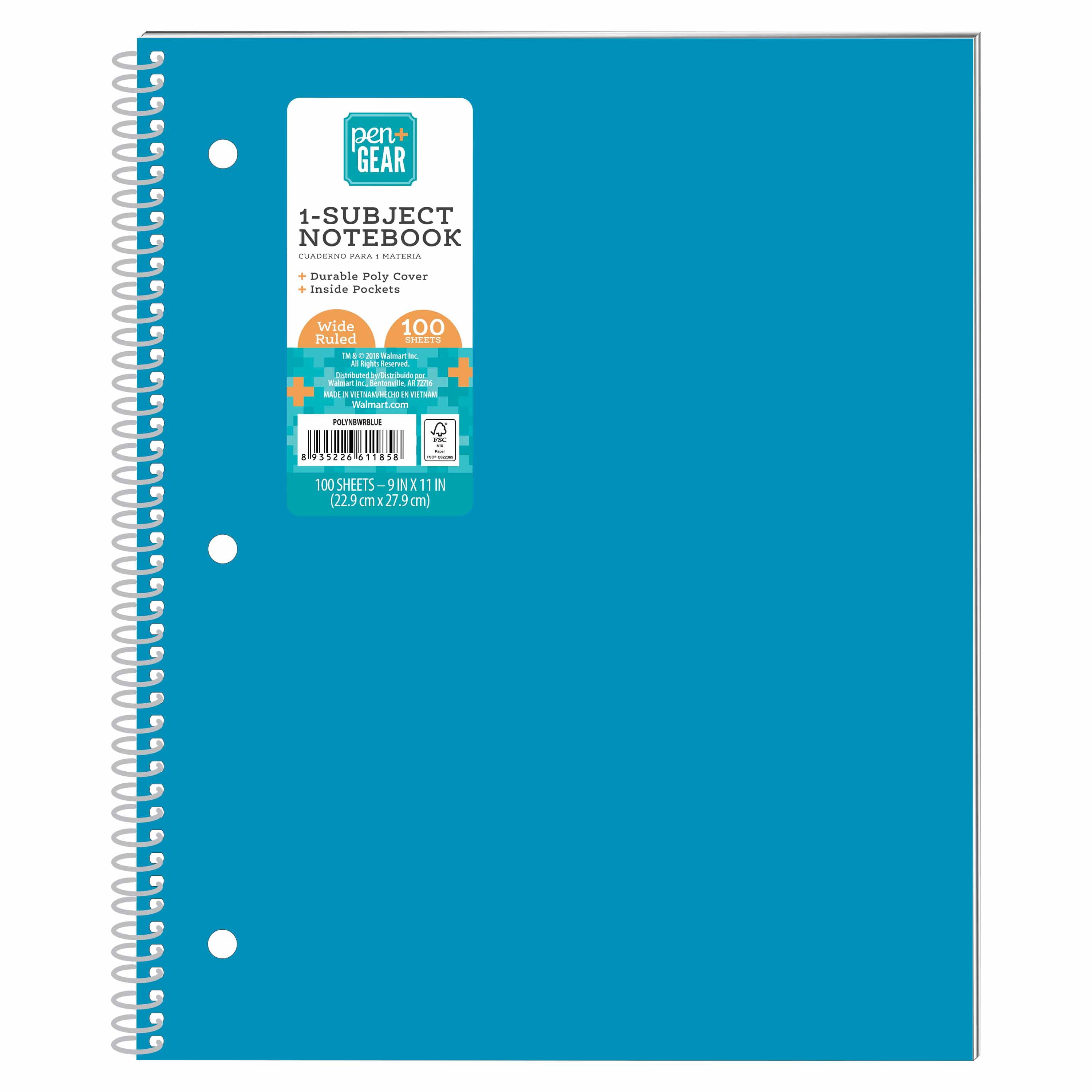 Pen Gear Poly 1 Subject Notebook Wide Ruled 9 X 11 100 Sheets Color Choice Will Vary Walmart Com Walmart Com