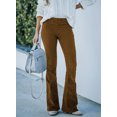 thumbnail image 5 of DOKOTOO Womens Corduroy Pants Elastic High Waist Pull on Pants Casual Flare Long Trousers, 5 of 7