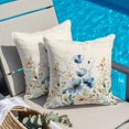 thumbnail image 5 of Blue Flowers Rustic Pillow Covers 16x16 Inch, Spring Vintage Botanical Floral Beige Linen Pillowcase with Invisible Zipper, Decorative Throw Pillow Covers Cushion Case for Couch Sofa Bed Living Room, 5 of 9