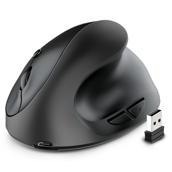 Ergonomic Vertical Mouse Rechargeable Wireless USB 2.4G for Computer Laptop Gaming Mouse Black