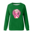thumbnail image 4 of Jinhomg Womens Cute Breast Cancer Sweatshirt Comfy Long Sleeve Pink Ribbon Print Tops Casual Loose Fall Winter Pullovers Winter Saving Green M, 4 of 5