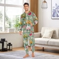 thumbnail image 6 of FORMRS Onesies Pajama for Adults Unisex Hoodie Winter Jumpsuit One Piece Sleepwear, Sizes S-2XL, Green Cartoon Trucks Pattern, 6 of 7