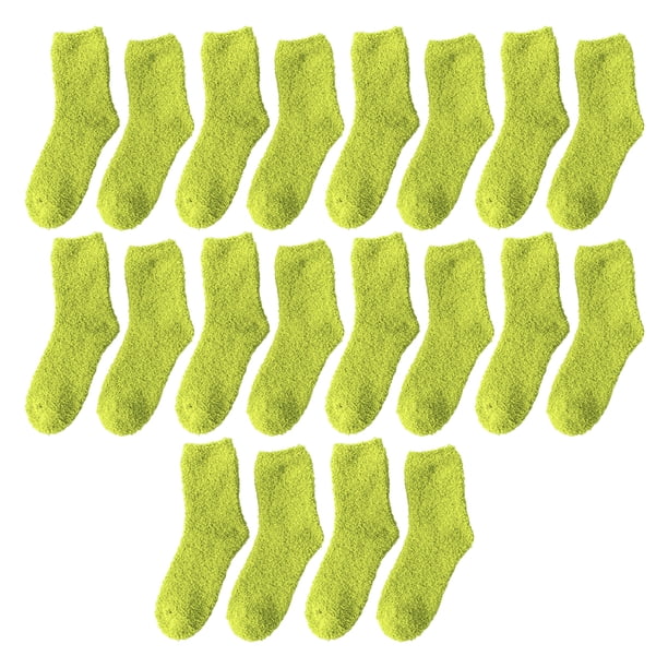 Wosthever 10 calcetines gruesos de elasticidad de piel Extra de textura exquisita para el calor resistentes al desgaste Extra grueso Aguacate Verde