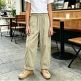 thumbnail image 5 of Qingpeng Girls Wide Leg Pants High Waist Drawstring Striped Cuffs Lightweight Wrinkled School Outdoor Casual Spring Summer Long Pants for Kids, 5 of 7