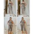 thumbnail image 5 of Ekouaer 2 Pack Women's Sleepwear Capri Pajama Sets Short Sleeve Two-Piece Pjs V Neck Tops & Capri Pants with Pockets S-3XL, 5 of 5