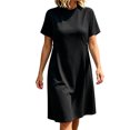 thumbnail image 7 of Levmjia Women's Short Sleeve Casual Dress Plus Size A Line Tunic Dress with Side Buttons Crew Neck Loose Fit Swing Dress for Summer, 7 of 7