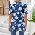 thumbnail image 6 of T Shirts For Women Womens Tops V Neck Tops Puff Short Sleeve T Shirt Pleated Floral Printed Tunic Blouse Shirts, 6 of 7